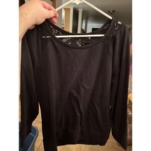 Susan Lawrence Women's 3/4 Sleeve Blouse Size: XL Black